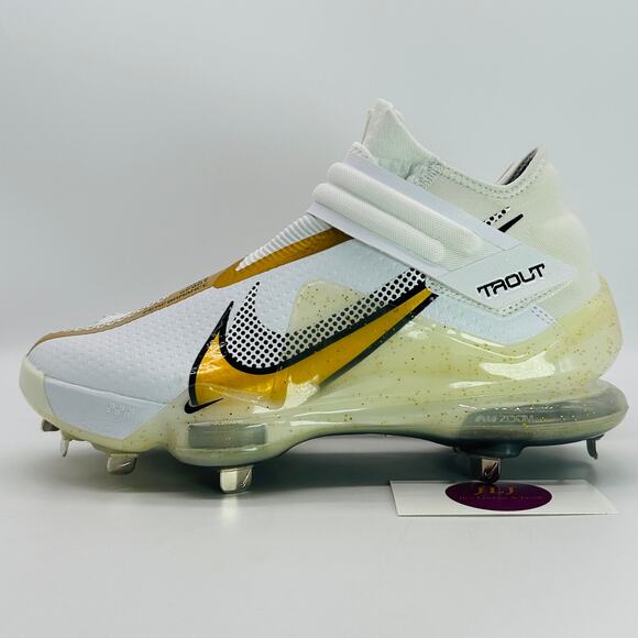 Nike Men's Force Zoom Trout 7 Pro Mid Baseball Cleats White/Gold CI3134-106 Sz 8 - Picture 4 of 10